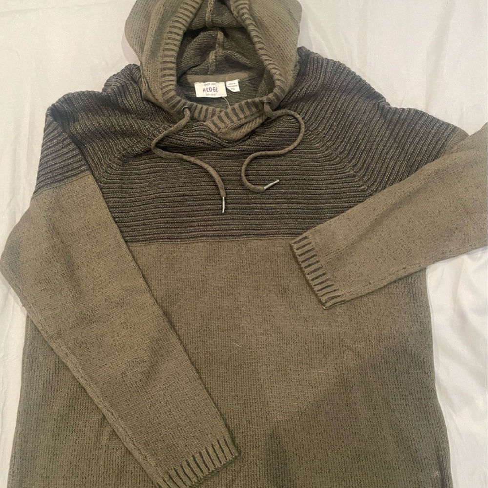 Hedge Green and Black Sweaters with Ribbed Texture and Hood (never worn)